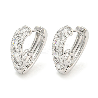 Brass Micro Pave Clear Cubic Zirconia Hoop Earrings EJEW-S228-11P-1