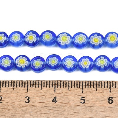 Handmade Millefiori Glass Flat Round Bead Strands LK-P010-04-1