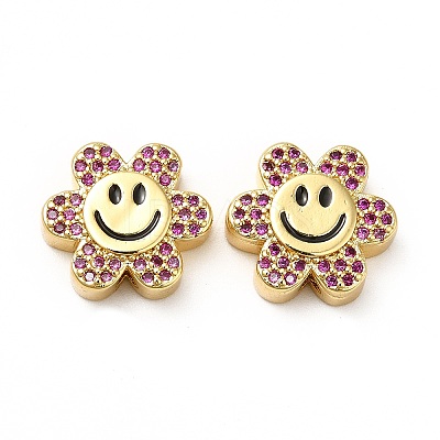 Rack Plating Brass Cubic Zirconia Beads KK-M232-01G-D-1
