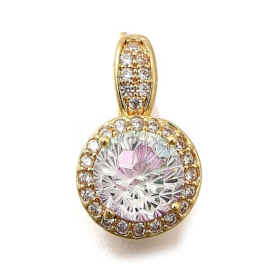 Brass Micro Pave Cubic Zirconia Pendants KK-F913-17G-01-1
