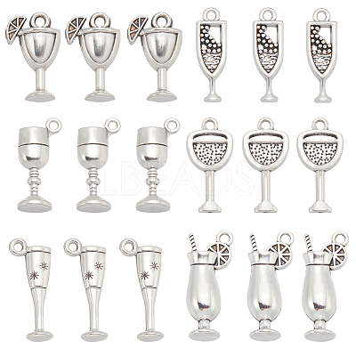 72Pcs 6 Styles Tibetan Style Alloy Pendants FIND-SC0009-69-1