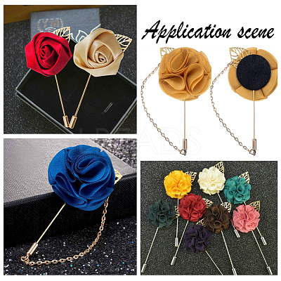 40Pcs 2 Styles Leaf Stainless Steel Round Tray Stick Lapel Pins JEWB-SC0001-75A-1