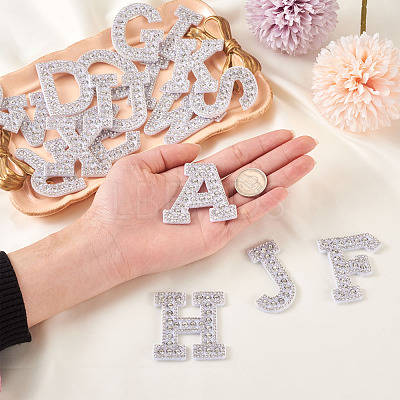 Alphabet Resin Rhinestone Patches DIY-TAC0005-45A-1