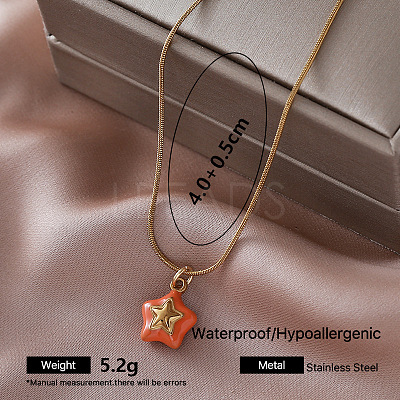 304 Stainless Steel Enamel Star Pendant Necklaces for Girls VK7277-1-1
