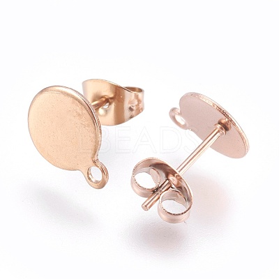 Ion Plating(IP) 304 Stainless Steel Stud Earring Findings STAS-G178-02RG-8mm-1