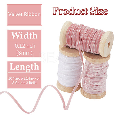 3 Rolls 3 Colors Velvet Ribbon OCOR-CP0001-20B-1