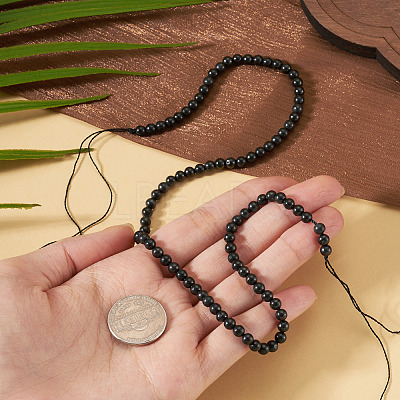 1 Strand Natural Shungite Beads Strands G-TA0003-34A-1