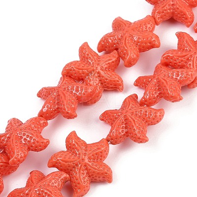Synthetic Coral Dyed Carved Beads Strands CORA-K009-06C-02-1
