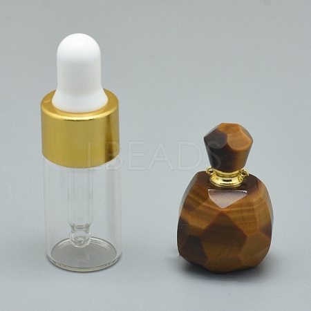 Natural Tiger Eye Openable Perfume Bottle Pendants G-E556-01F-1