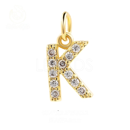 Brass Cubic Zirconia Pendants with Jump Rings LS-FIND-PW0024-09K-1