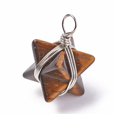 Natural Tiger Eye Pendants G-I220-C01-1
