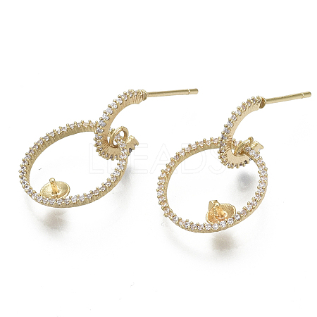 Brass Micro Pave Cubic Zirconia Stud Earring Findings KK-R136-062-NF-1