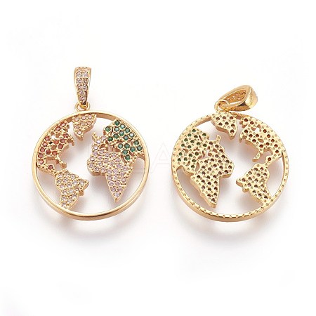 Brass Micro Pave Cubic Zirconia Pendants ZIRC-E161-21G-1