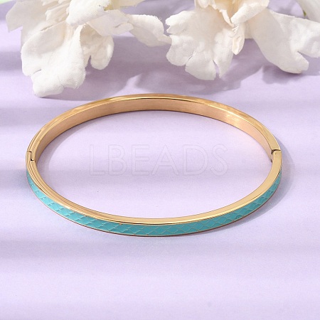 304 Stainless Steel Enamel Hinged Cuff Bangles for Women SA-CBAC920-15G-01A-1