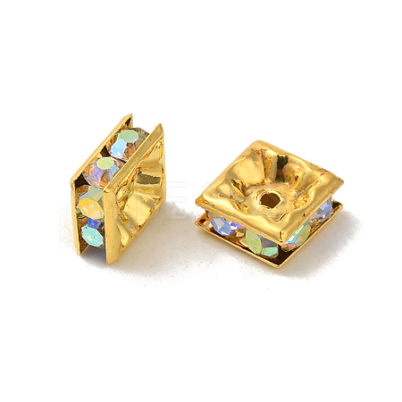 Brass Rhinestone Spacer Beads RSB074NF-02G-1