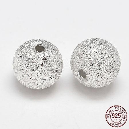 Round 925 Sterling Silver Textured Beads STER-F012-23F-1