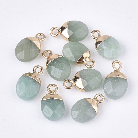 Electroplate Natural Green Aventurine Charms X-G-S344-09J-1