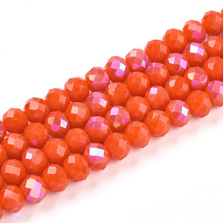 Electroplate Opaque Solid Color Glass Beads Strands X-EGLA-A044-P6mm-L03-1-1