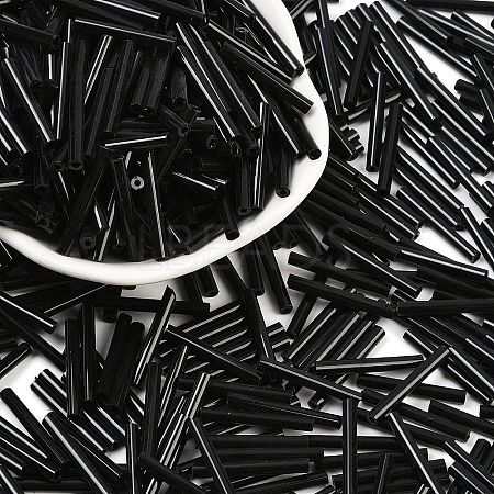 Opaque Glass Bugle Beads SEED-R028-2x20-C01-1