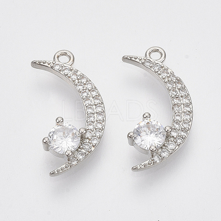 Brass Micro Pave Cubic Zirconia Pendants KK-T050-41P-NF-1
