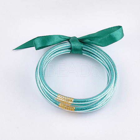 PVC Plastic Buddhist Bangle Sets BJEW-T008-09P-1