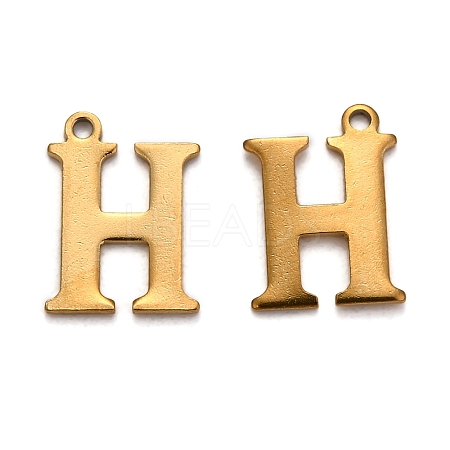 Ion Plating(IP) 304 Stainless Steel Alphabet Charms STAS-H122-H-G-1