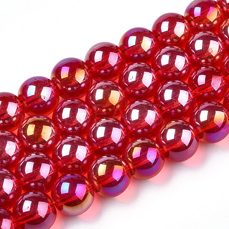 Electroplate Transparent Glass Beads Strands GLAA-T032-T8mm-AB09-1