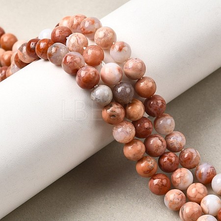 Natural Pink Agate Beads Strands G-K350-C02-6mm-1