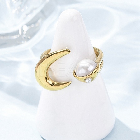 Opaque Acrylic Imitation Pearl Cuff Rings RJEW-P177-03D-G-1