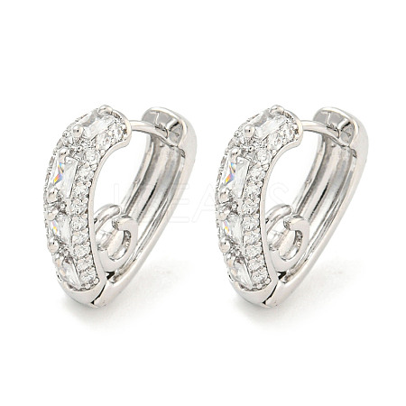 Brass Micro Pave Clear Cubic Zirconia Hoop Earrings EJEW-S228-11P-1