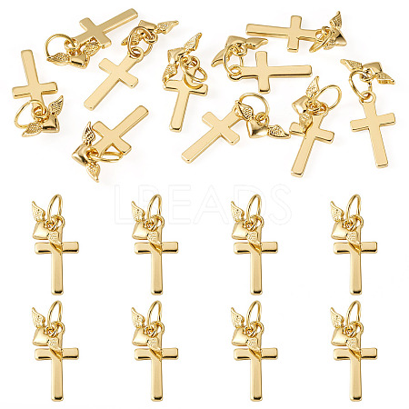 10Pcs Cross Brass Pendants PALLOY-TAC0274-1