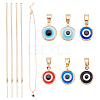ARRICRAFT 6Pcs 6 Colors Resin Evil Eye Pendant Necklaces Set with Iron Cable Chains NJEW-AR0001-04-1