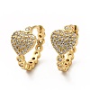 Clear Cubic Zirconia Heart Hoop Earrings EJEW-K093-12G-1