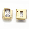 Brass Clear Cubic Zirconia Charms KK-S061-52G-NR-2