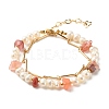 Natural Mixed Stone & Pearl Beads Double Layered Bracelets Set X1-BJEW-TA00025-4