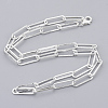 Brass Flat Oval Paperclip Chain Necklace Making MAK-S072-07A-S-2