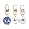 3Pcs Flat Round & Evil Eye Alloy Enamel Pendant Decorations HJEW-JM02408-1