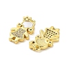 Brass Micro Pave Clear Cubic Zirconia Princess Connector Charms KK-K365-15A-G-2