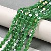 Opaque Solid Color Electroplate Glass Beads Strands EGLA-A039-P4mm-B08-4