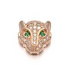 Rack Plating Brass Micro Pave Cubic Zirconia Leopard Hollow Beads ZIRC-I012-18RG-RS-1