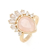 Brass with Natural Rose Quartz Finger Rings GG-CBACC2B-07G-08-4