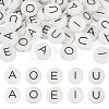 50Pcs 5 Style White Flat Round with Black Letter Silicone Beads SIL-TA0001-49-10