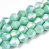 Opaque Solid Color Electroplate Glass Beads Strands EGLA-A039-P6mm-B20-1