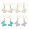 4 Pairs 4 Colors Real 14K Gold Plated Cubic Zirconia Butterfly Dangle Earrings EJEW-AN0003-82-1