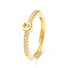 Clear Cubic Zirconia Initial Letter Adjustable Ring RJEW-C052-01G-G-1