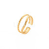 Ion Plating(IP) 304 Stainless Steel Double Line Open Cuff Ring for Women RJEW-S405-211G-3