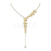 Brass Flower Lariat Necklace NJEW-JN04621-1