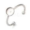 Non-Tarnish 304 Stainless Steel Flat Round Pad Ring Setting STAS-I306-05A-P-1