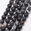 Natural Black Agate Bead Strands G-K166-12-8mm-03-1
