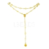 Brass & Round Glass Double Layer Necklaces NJEW-JN04989-1